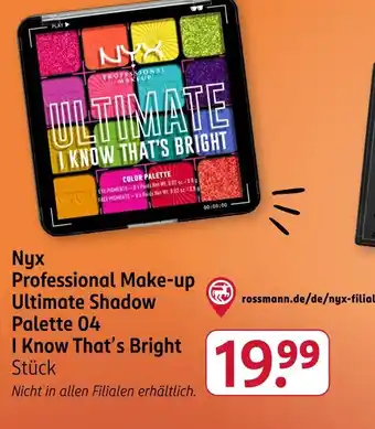 Rossmann Nyx professional make-up ultimate shadow palette 04 i know that’s bright Angebot