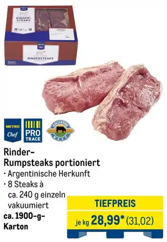 METRO METRO Chef Rinder Rumpsteaks portioniert Angebot