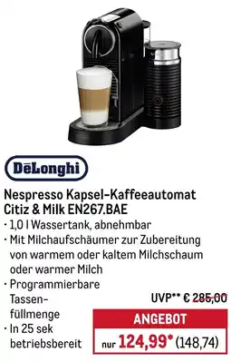 METRO DeLonghi Nespresso Kapsel-Kaffeeautomat Citiz & Milk EN267.BAE Angebot