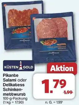 Famila Nord West KÜSTEN GOLD Pikante Salami oder Delikatess Schinkenmettwurst Angebot