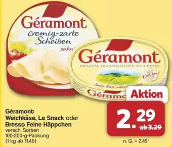 Famila Nord West Géramont Weichkäse, Le Snack oder Bresso Feine Häppchen Angebot