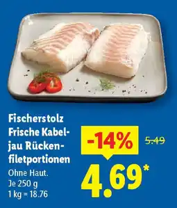Lidl Fischerstolz Frische Kabel- jau Rücken- filetportionen Angebot