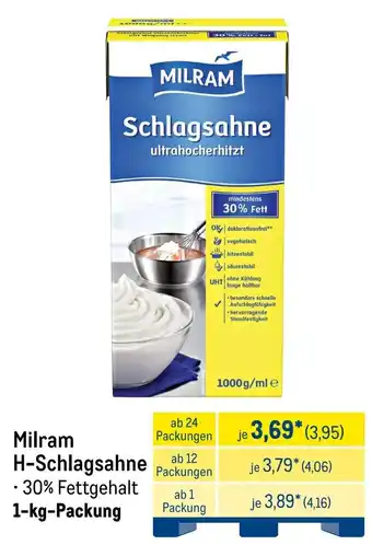 METRO Milram H-Schlagsahne Angebot