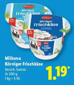 Lidl Milbona Körniger Frischkäse Angebot