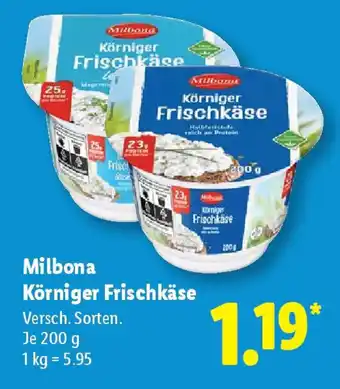 Lidl Milbona Körniger Frischkäse Angebot
