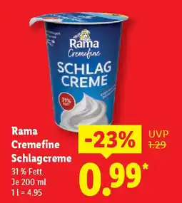 Lidl Rama Cremefine Schlagcreme Angebot