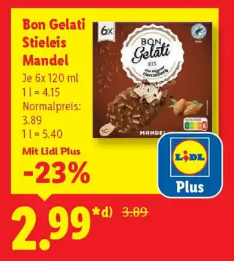 Lidl Bon Gelati Stieleis Mandel Angebot