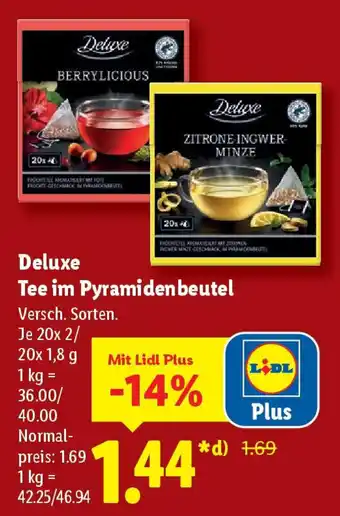 Lidl Deluxe Tee im Pyramiden beutel Angebot