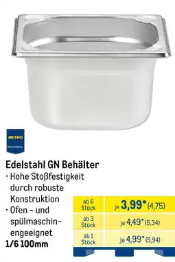 METRO METRO PROFESSIONAL Edelstahl GN Behälter Angebot