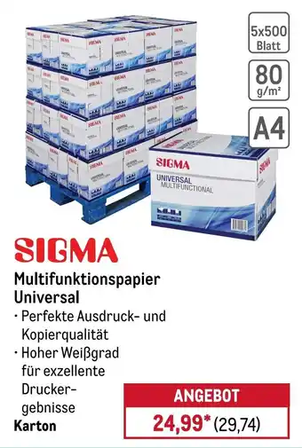METRO SIGMA Multifunktionspapier Universal Angebot