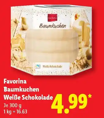 Lidl Favorina Baumkuchen Weiße Schokolade Angebot