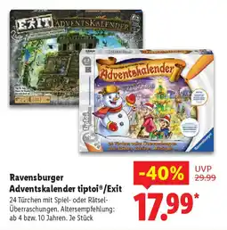 Lidl Ravensburger Adventskalender tiptoi/Exit Angebot
