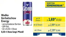 METRO Wodka Gorbatschow Energy Angebot