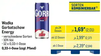 METRO Wodka Gorbatschow Energy Angebot