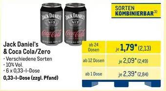 METRO Jack Daniel's & Coca Cola/Zero Angebot