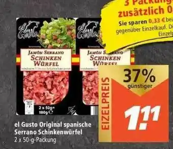 Marktkauf El Gusto Original Spanische Serrano Schinkenwürfel Angebot