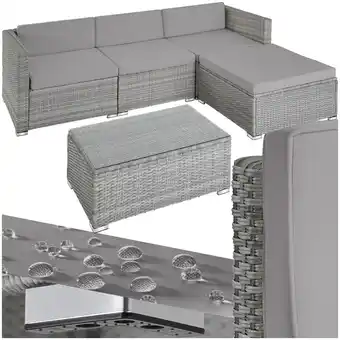 Netto Marken-Discount tectake Rattan Lounge, für 3 bis 4 Personen, UV-beständig, mit Sicherheitsglasplatte Angebot