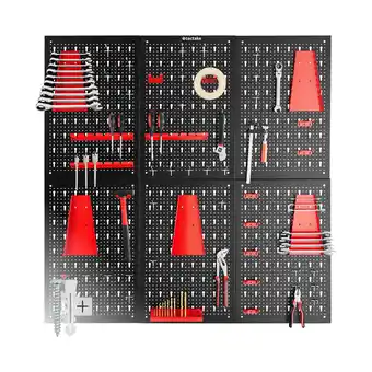 Netto Marken-Discount tectake Werkzeuglochwand, sechsteilig, lackierter Stahl, Belastbarkeit 4 kg pro Platte Angebot
