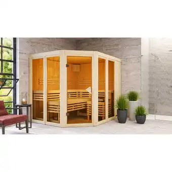 toom Baumarkt Karibu Sauna 'Ariadna 3' naturbelassen mit bronzierter Tür 231 x 196 x 198 cm Angebot
