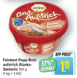 Edeka Feinkost Popp Brotaufstrich Alaska-Seelachs Angebot