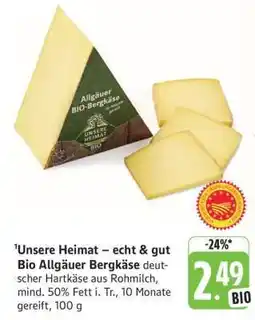 Edeka Unsere Heimat – echt & gut Bio Allgäuer Bergkäse Angebot