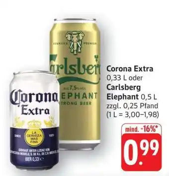 Edeka Corona Extra oder Carlsberg Elephant Angebot