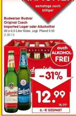 Netto Marken-Discount Budweiser Budvar Original Czech Imported Lager oder Alkoholfrei Angebot