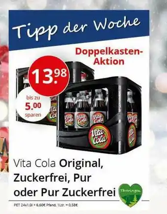 Sagasser Vita Cola Original, Zuckerfrei, Pur Oder Pur Zuckerfrei Angebot