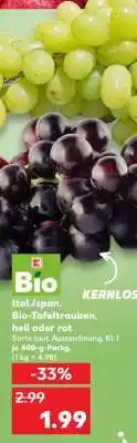 Kaufland Bio-Tafeltrauben, hell oder rot Angebot