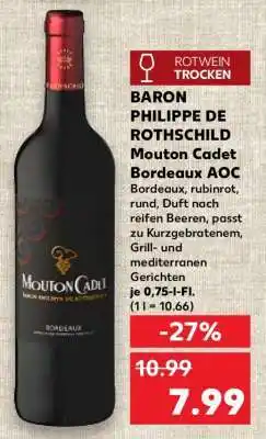 Kaufland BARON PHILIPPE DE ROTHSCHILD Mouton Cadet Bordeaux AOC Angebot