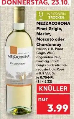 Kaufland MEZZACORONA Pinot Grigio, Merlot, Moscato oder Chardonnay Angebot