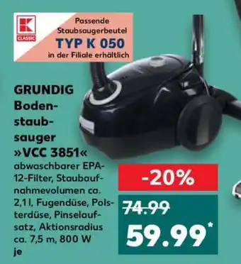 Kaufland Grundig Bodenstaubsauger VCC 3851 Angebot