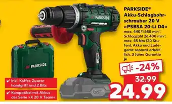 Kaufland PARKSIDE Akku-Schlagbohrschrauber 20 V PSBSA 20-Li D4 Angebot
