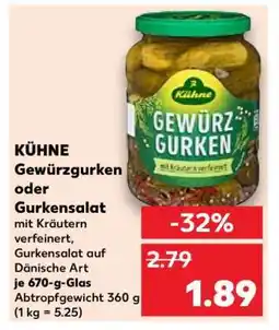 Kaufland KÜHNE Gewürzgurken oder Gurkensalat Angebot