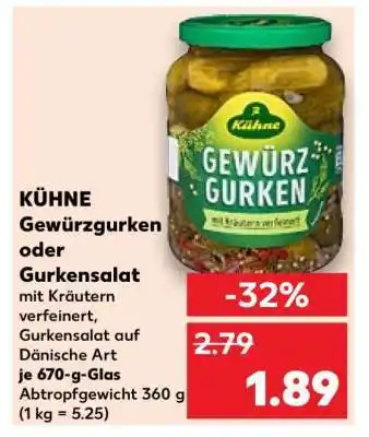 Kaufland KÜHNE Gewürzgurken oder Gurkensalat Angebot