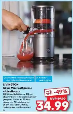 Kaufland LIVINGTON Akku-Mini-Saftpresse JuiceBoost Angebot