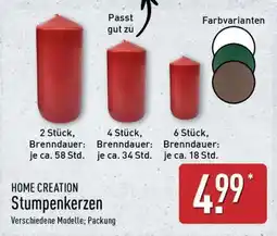 Aldi Nord HOME CREATION Stumpenkerzen Angebot