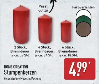 Aldi Nord HOME CREATION Stumpenkerzen Angebot