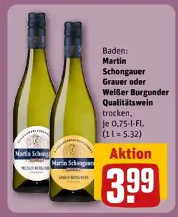 REWE Martin Schongauer Grauer oder Weißer Burgunder Qualitätswein Angebot