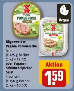 REWE Rügenwalder Vegane Pommersche oder Veganer Schinken Spicker Salat Angebot