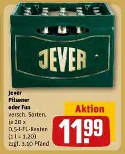 REWE JEVER Pilsener oder Fun Angebot