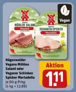 REWE Rügenwalder Vegane Mühlen Salami oder Veganer Schinken Spicker Mortadella Angebot