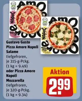 REWE Gustavo Gusto Pizza Amore Napoli Salame oder Pizza Amore Napoli Mozzarella Angebot