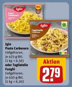 REWE Iglo Pasta Carbonara oder Tagliatelle Funghi Angebot