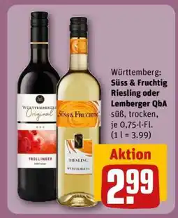 REWE Süss & Fruchtig Riesling oder Lemberger QbA Angebot