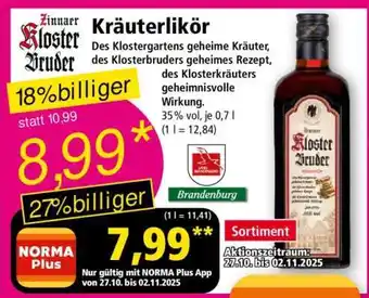 Norma Zinnaer Kloster Bruder Kräuterlikör Angebot