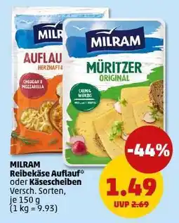 PENNY MILRAM Reibekäse Auflauf oder Käsescheiben Angebot