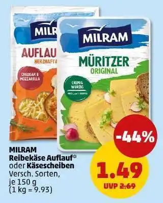 PENNY MILRAM Reibekäse Auflauf oder Käsescheiben Angebot