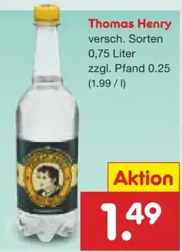 Netto Marken-Discount Thomas Henry Tonic Water Angebot