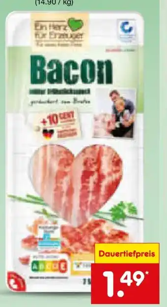 Netto Marken-Discount Ein Herz für Erzeuger Bacon Angebot